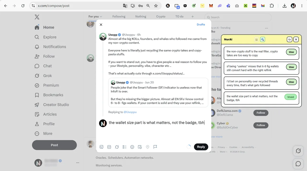 Quote and thread awareness in the NurAi X reply generator
